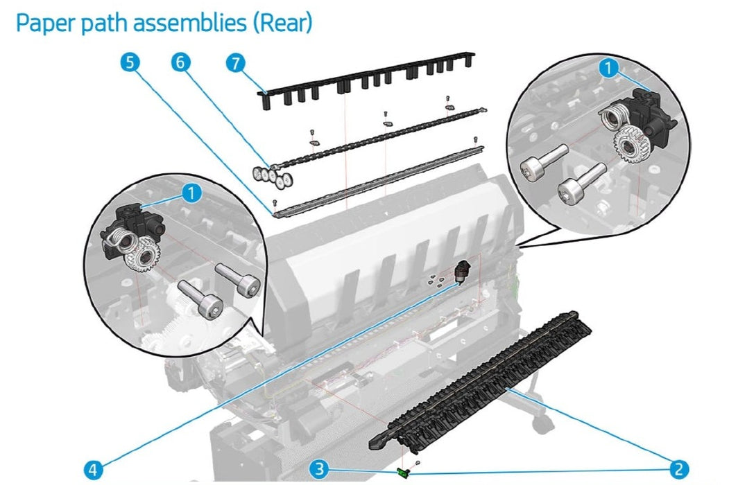 Starwheel lifter support assembly - For the HP DesignJet T920 / T1500 / T1600 / T2500 / T2600 Series (CR357-67086)