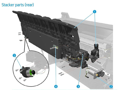 Stacker Overdrive Transmission with Motor - For the HP DesignJet T920 / T1500 / T1600 / T2500 / T2600 Series (CR357-67043)