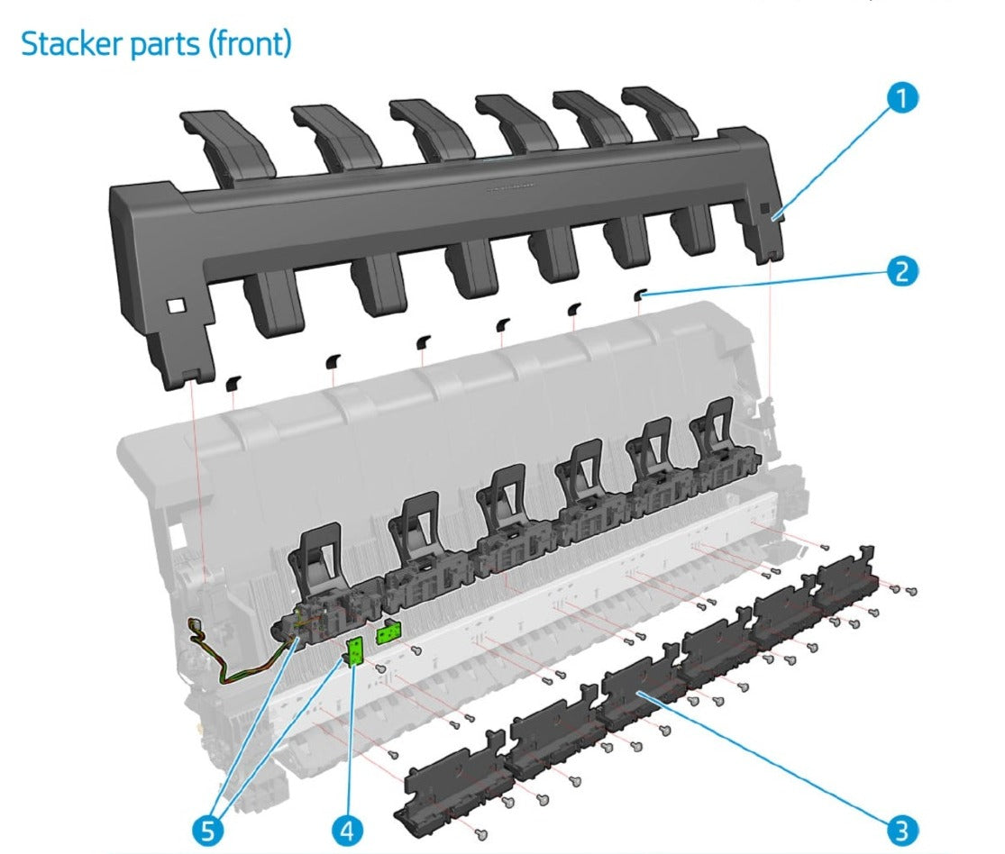 Stacker Arms assembly - For the HP DesignJet T920 / T930 / T1500 / T1530 / T1600 / T2500 / T2600 Series (L2Y23-67006)