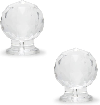 2 x 17mm Tiny Pull Handle Round Diamond Acrylic Mini Knob Diameter Clear Shiny Cute Decoration for Jewelry Box, Gift Case and Makeup Box