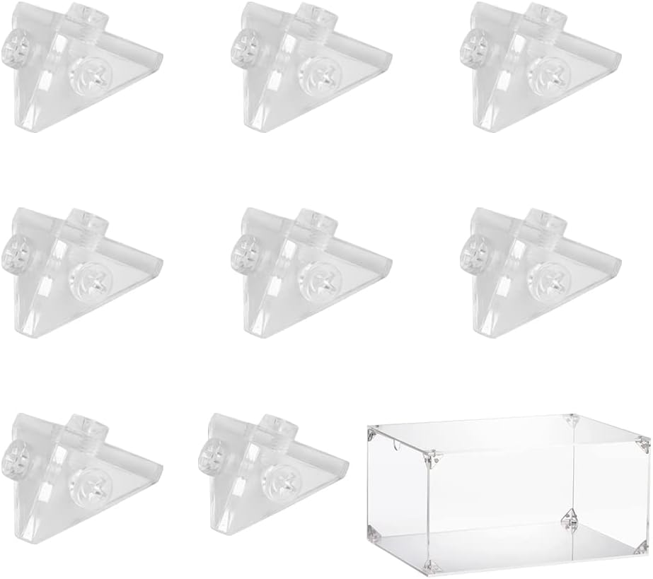 Acrylic Three-Side Box Screws Acrylic Display Case Triangle Connector Assemble Clear Display Box Corner Joint Transparent Plastic Showcase Hardware Small Parts with Screws  - 8Pcs