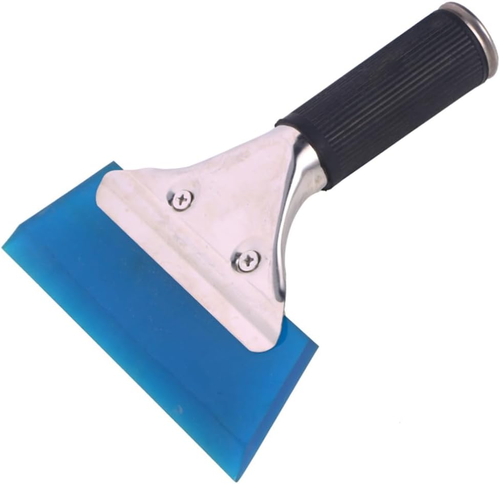 T-Handle Blue Squeegee (16 x 12.5cm) for Window Cleaning Car Glass Scraper with Non-Slip Handle for Removing Water Ice and from Mirrors and Flat Surfaces