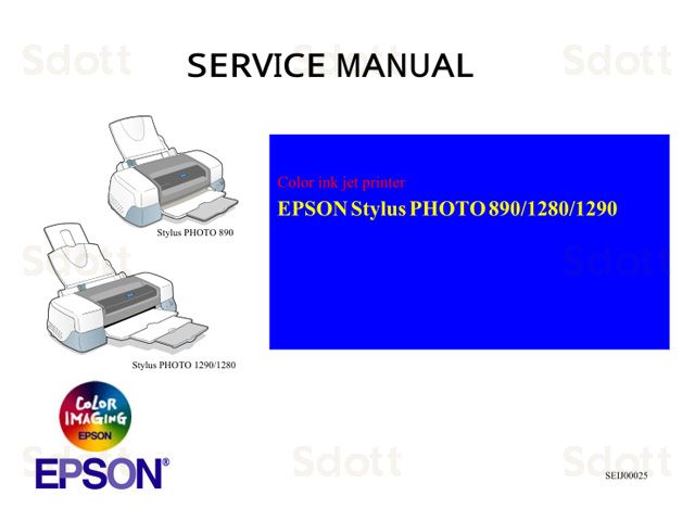 EPSON StylusPhoto 1290 1280 890 Service Manual