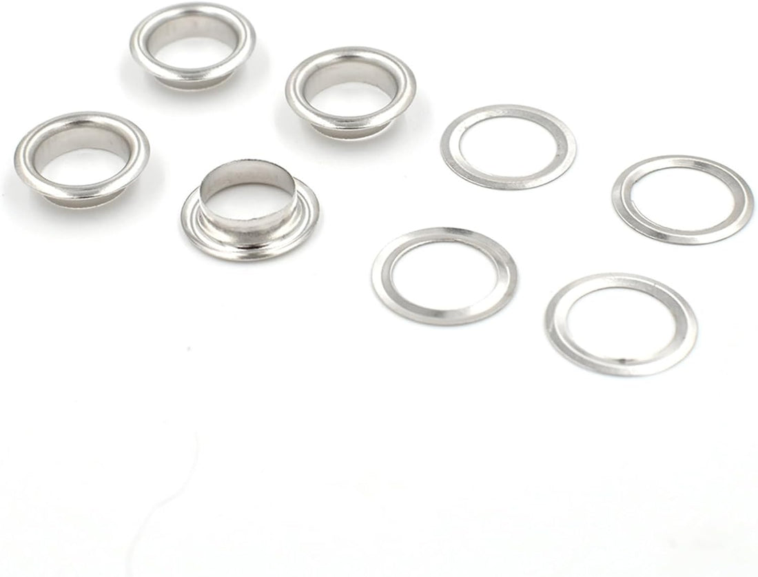 Metal Eyelet with Washer (6mm) For Leather Craft Clothes Sewing Clothing Belt Bulk Accessories - 1000 Set (Silver or Gold)