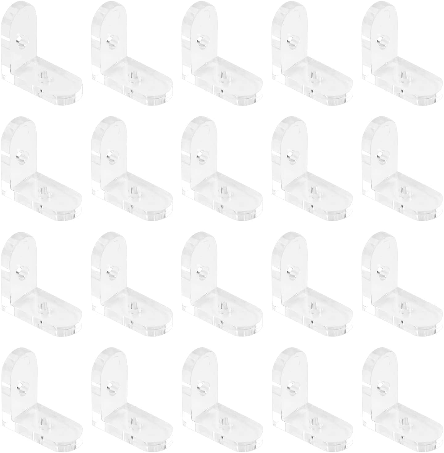 20pcs Clear Acrylic Two-Side Box, L Brackets, Corner Brackets 90 Degree Support Shelf Corner Brace Right Angle Bracket for Furniture Wooden Box Fixing Transparent