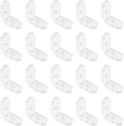20pcs Clear Acrylic Two-Side Box, L Brackets, Corner Brackets 90 Degree Support Shelf Corner Brace Right Angle Bracket for Furniture Wooden Box Fixing Transparent