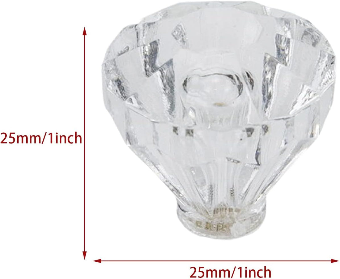 16pcs x 25mm Crystal Clear Acrylic Dresser Knob Diamond-Shaped Drawer Knobs Pulls Handles Wardrobe Kitchen Pull Furniture Hardware