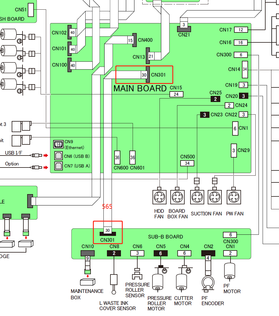 EPSON SureColor T7000 T7200 / B6000 F6000 F6200 F6300 CN301 FFC CABLE (MAIN To SUB-B BOARD) - 2193750