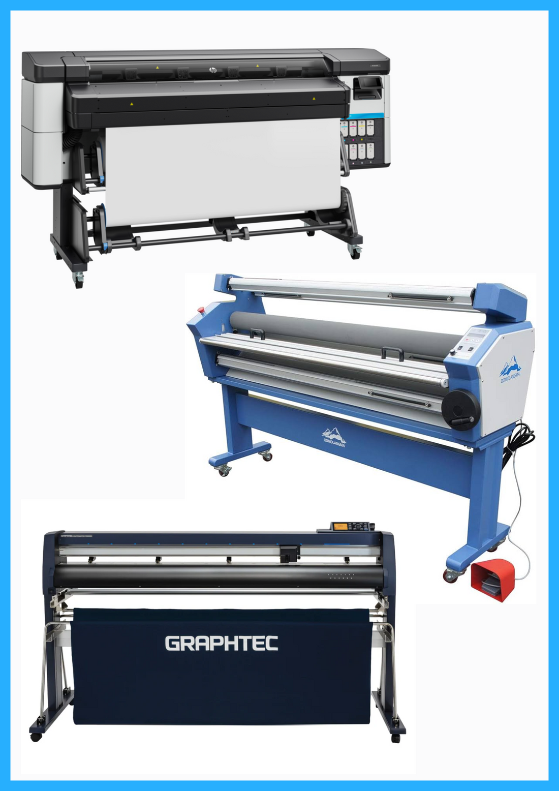 ON SALE - COMPLETE SOLUTION - HP Latex 630 64&quot; Printer - New + 64&quot; Graphtec FC9000-160 Wide Cutter - Refurbished (1 Year Warranty) + 55&quot; Full-Auto Wide Format Cold Laminator with Heat Assisted - New