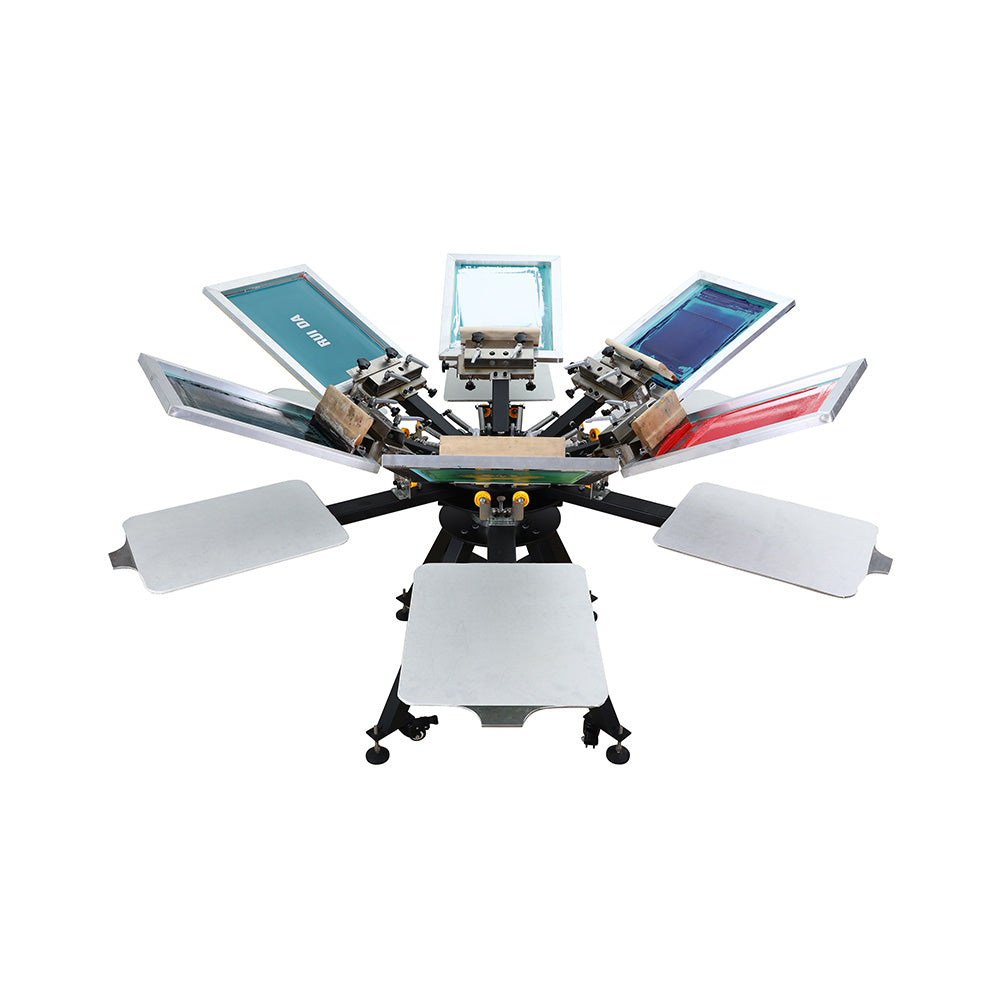 6 Color 6 Station Micro-Registration Screen Printing Machine with Alum Plate