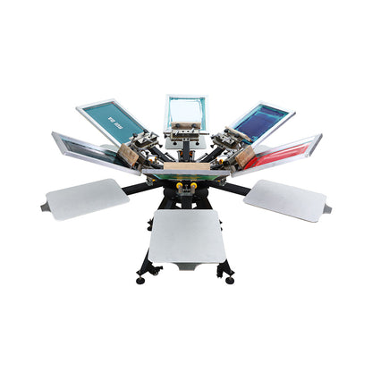 6 Color 6 Station Micro-Registration Screen Printing Machine with Alum Plate