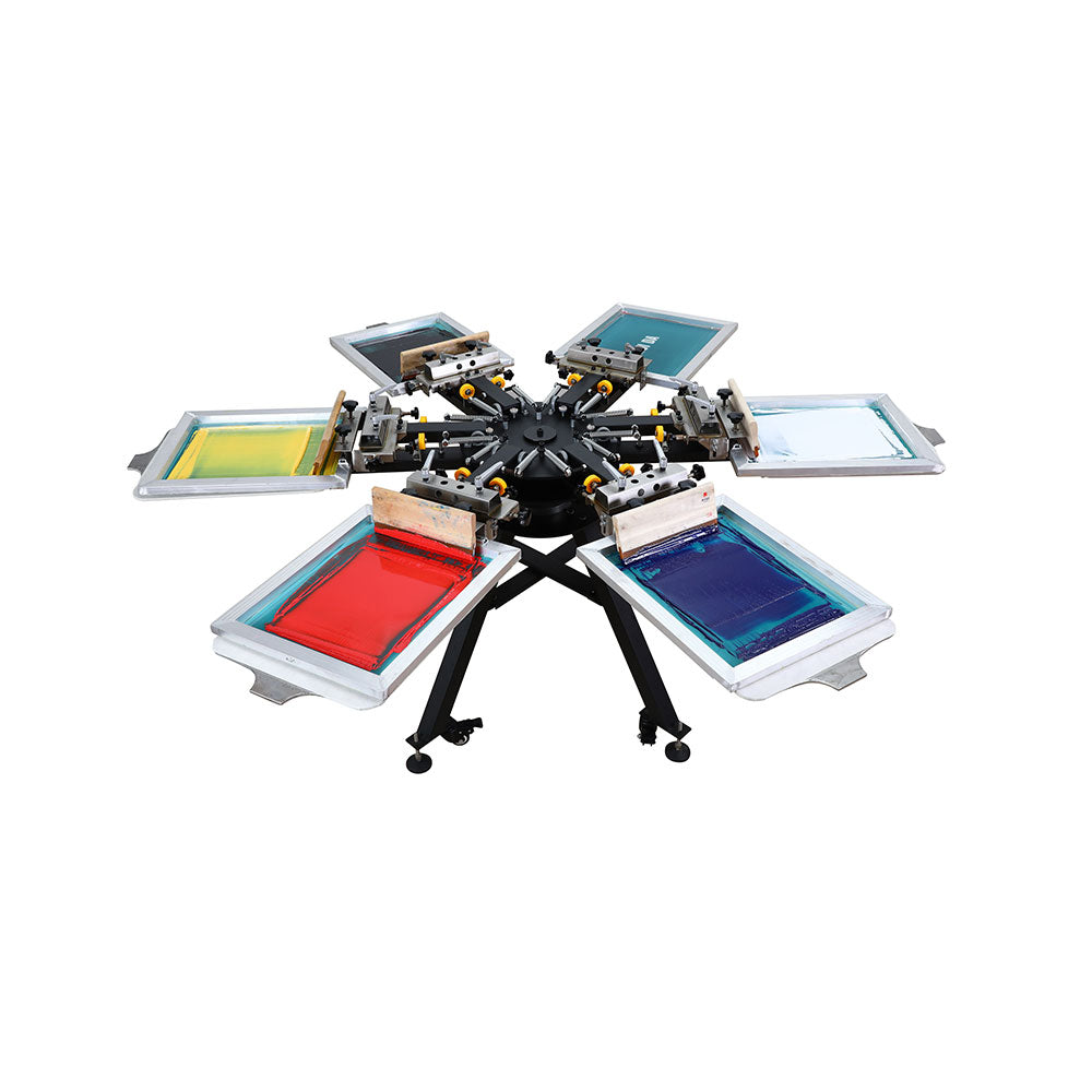 6 Color 6 Station Micro-Registration Screen Printing Machine with Alum Plate