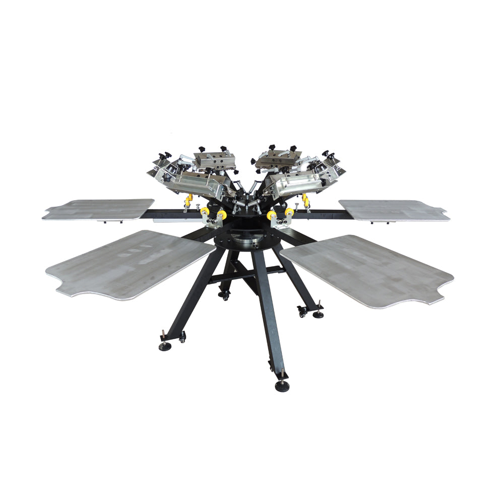 6 Color 6 Station Micro-Registration Screen Printing Machine with Alum Plate