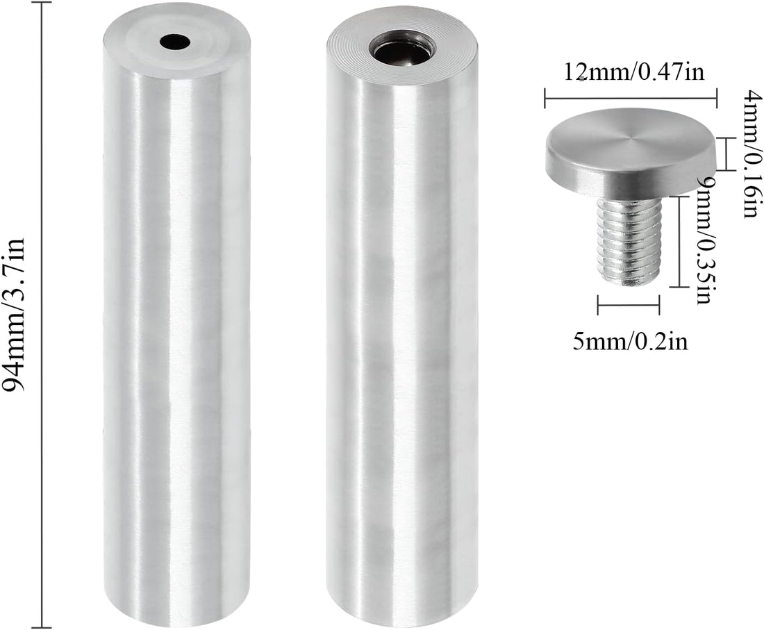 Stainless Steel Standoff Screws Wall Sign Advertising Nail for Hanging Acrylic Picture Frame (Silver) - 12pcs (1/2" x 4")