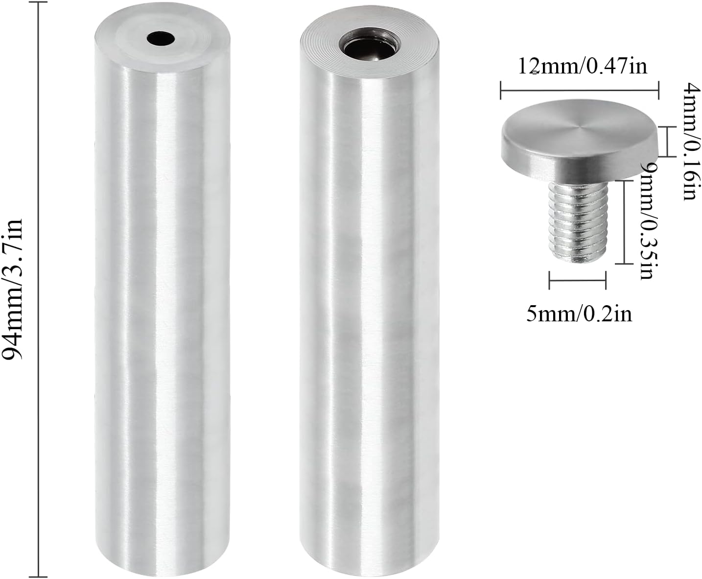 Stainless Steel Standoff Screws Wall Sign Advertising Nail for Hanging Acrylic Picture Frame (Silver) - 12pcs (1/2" x 4")
