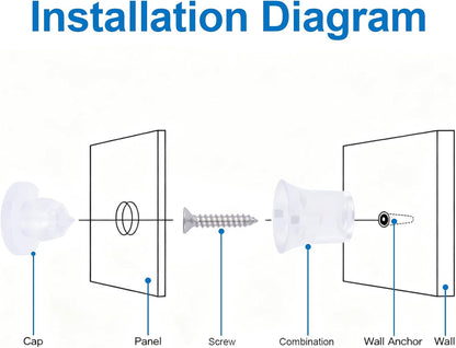 Acrylic Invisible Plastic Advertising Nails Clip-in Standoffs for Art Framing Grade (10PCS - 14 x 14mm / 20 x 20mm) - IAN05