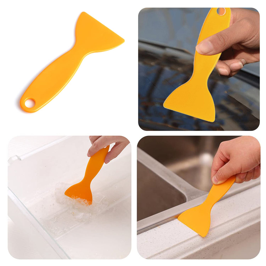 Leak Sealing Tool Yellow Hard Plastic Scraper for Spatula, Patching, Wallpaper and Car Putty (13 x 6cm) - 5pcs