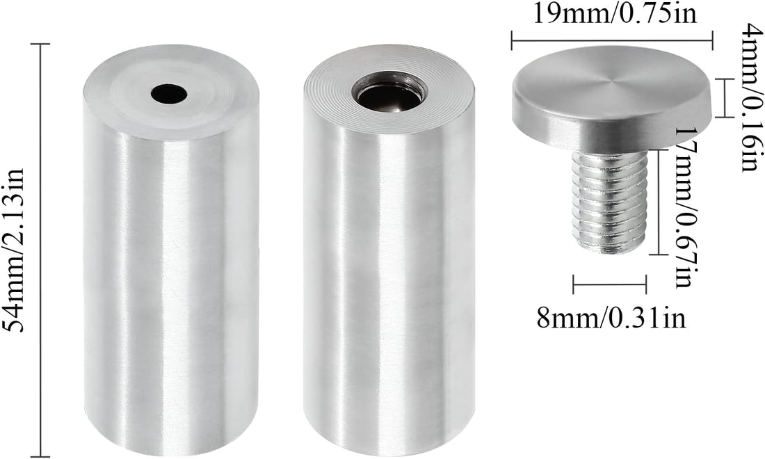 Stainless Steel Standoff Screws Wall Sign Advertising Nail for Hanging Acrylic Picture Frame (Silver) - 12pcs (3/4" x 2-2/5")