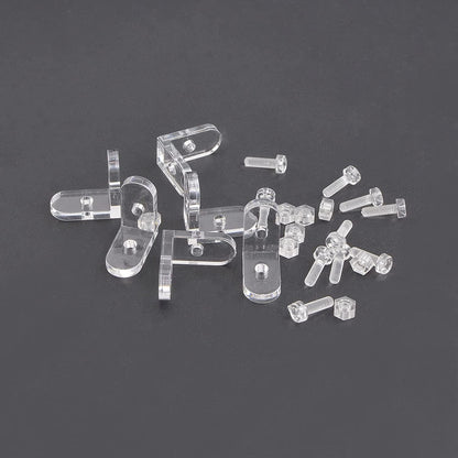 20pcs Clear Acrylic Two-Side Box, L Brackets, Corner Brackets 90 Degree Support Shelf Corner Brace Right Angle Bracket for Furniture Wooden Box Fixing Transparent