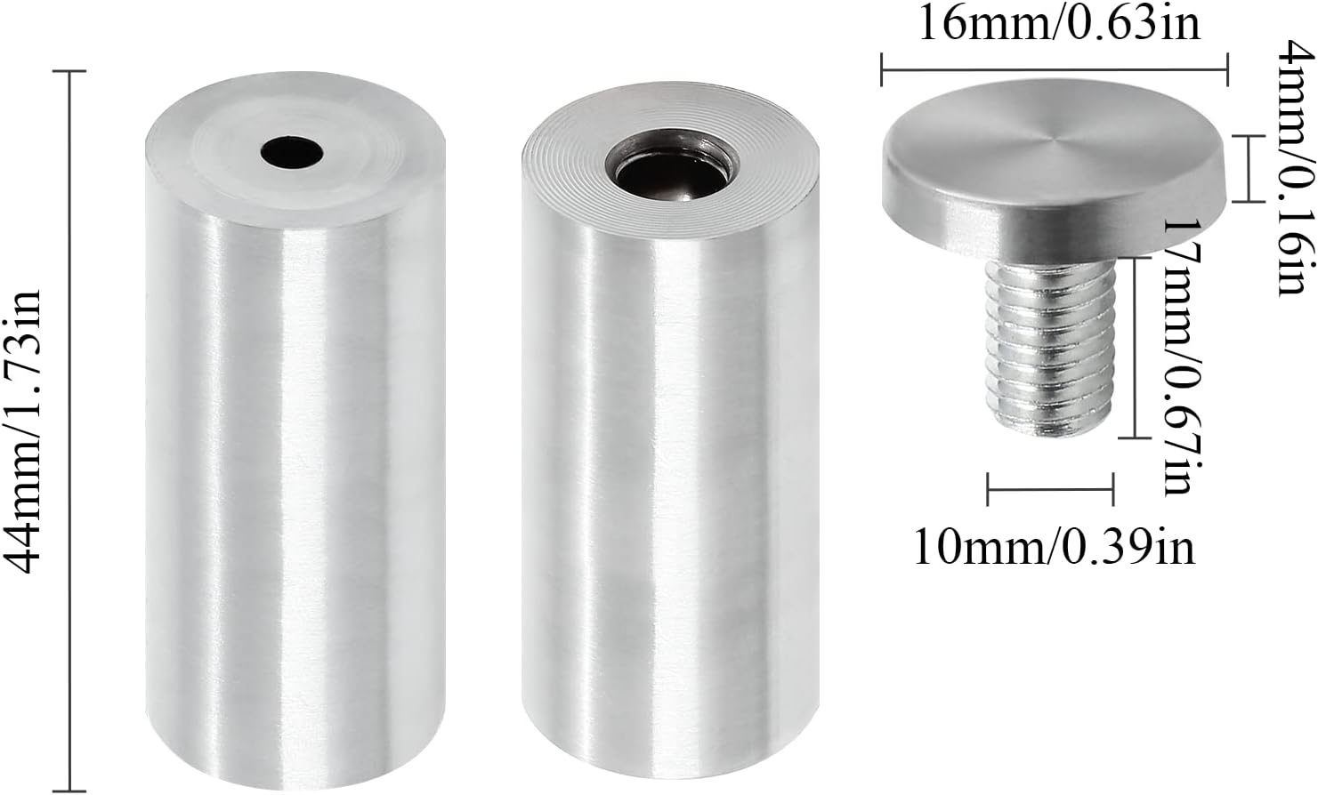 Stainless Steel Standoff Screws Wall Sign Advertising Nail for Hanging Acrylic Picture Frame (Silver) - 12pcs (5/8" x 2")