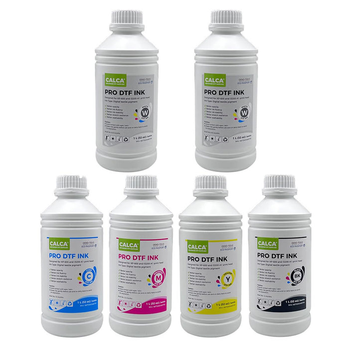 CALCA PRO Direct to Transfer Film Ink Bundle (1L of Each CMYK+ 2L of White)