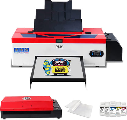 A3 DTF Printer, L1800 T-Shirt Transfer Printer with White Ink Circulatory for DIY Direct Print T-Shirts, Hoodie, Fabrics (DTF Printer + Oven+250ml*5)