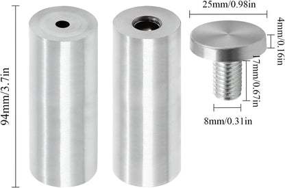 Stainless Steel Standoff Screws Wall Sign Advertising Nail for Hanging Acrylic Picture Frame (Silver) - 12pcs (2" x 4")