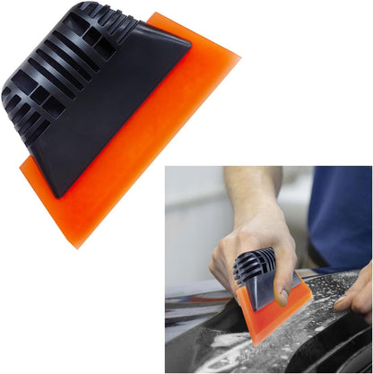 Small Rubber Squeegee, Non-Slip Handle Tint Squeegee for Window Cleaning, Shower Glass Door, Car Windshield - 13 x 8cm (Blue - Soft, Orange-Medium or Black-Hard)