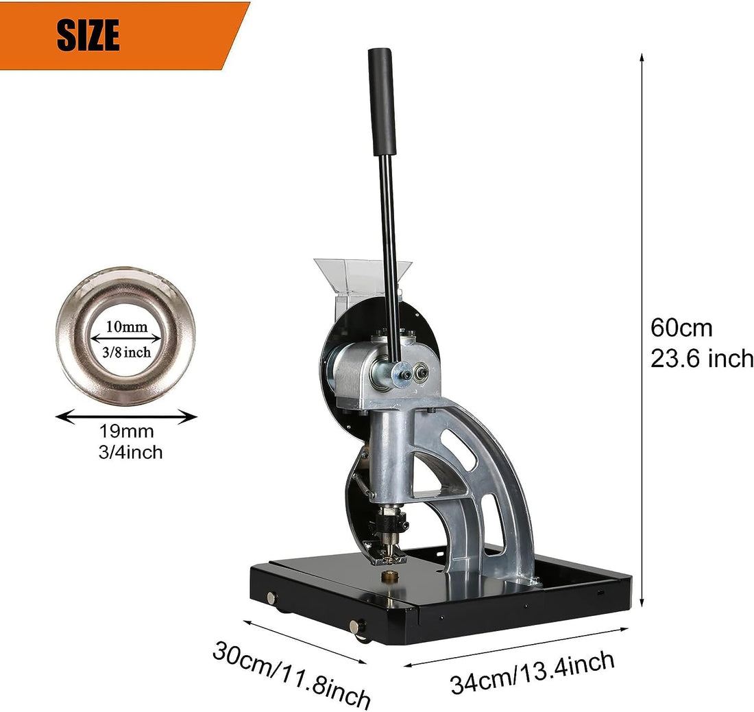 Pneumatic Grommet Machine Floor Type Semi-Automatic Eyelet Grommet Punch Press, 10mm Grommet Punching and Setting Machine, for Leather Fabric Belt Clothes Shoes Handbag Grommets