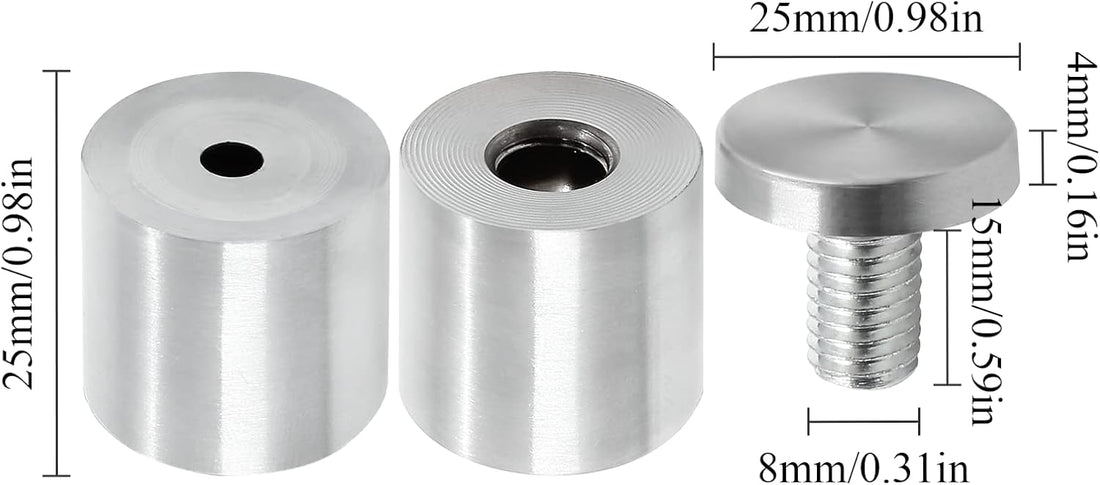 Stainless Steel Standoff Screws Wall Sign Advertising Nail for Hanging Acrylic Picture Frame (Silver) - 12pcs (1" x 1-1/5")