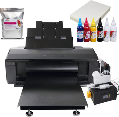AOK Printer A3+ White Ink Circulation System Width 13inch DTF Printer Machine Direct Transfer Film L1800 Converted for DIY Print T-Shirts/Hoodie/BGS/Pillow etc. (6X 100ml Ink+100pcs Film+Powder)