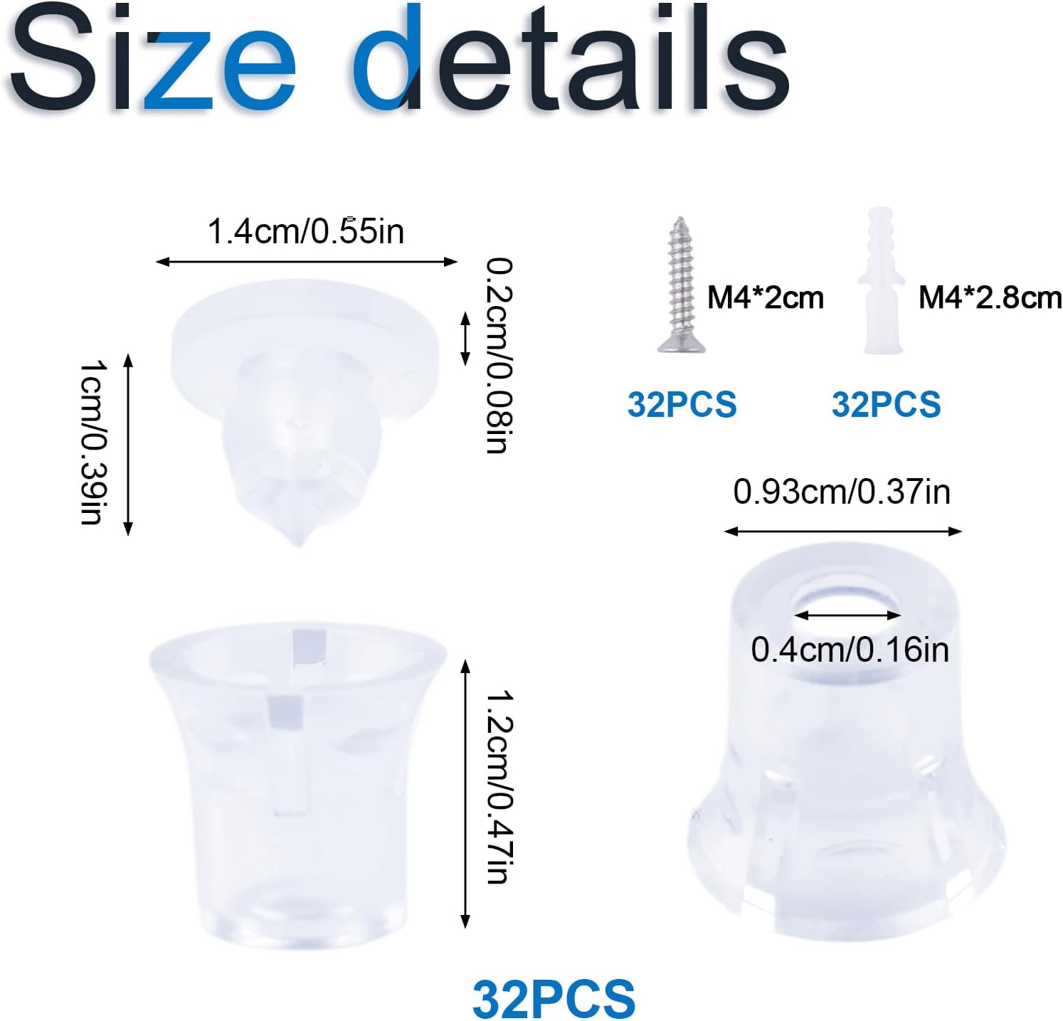 Acrylic Invisible Plastic Advertising Nails Clip-in Standoffs for Art Framing Grade (10PCS - 14 x 14mm / 20 x 20mm) - IAN05