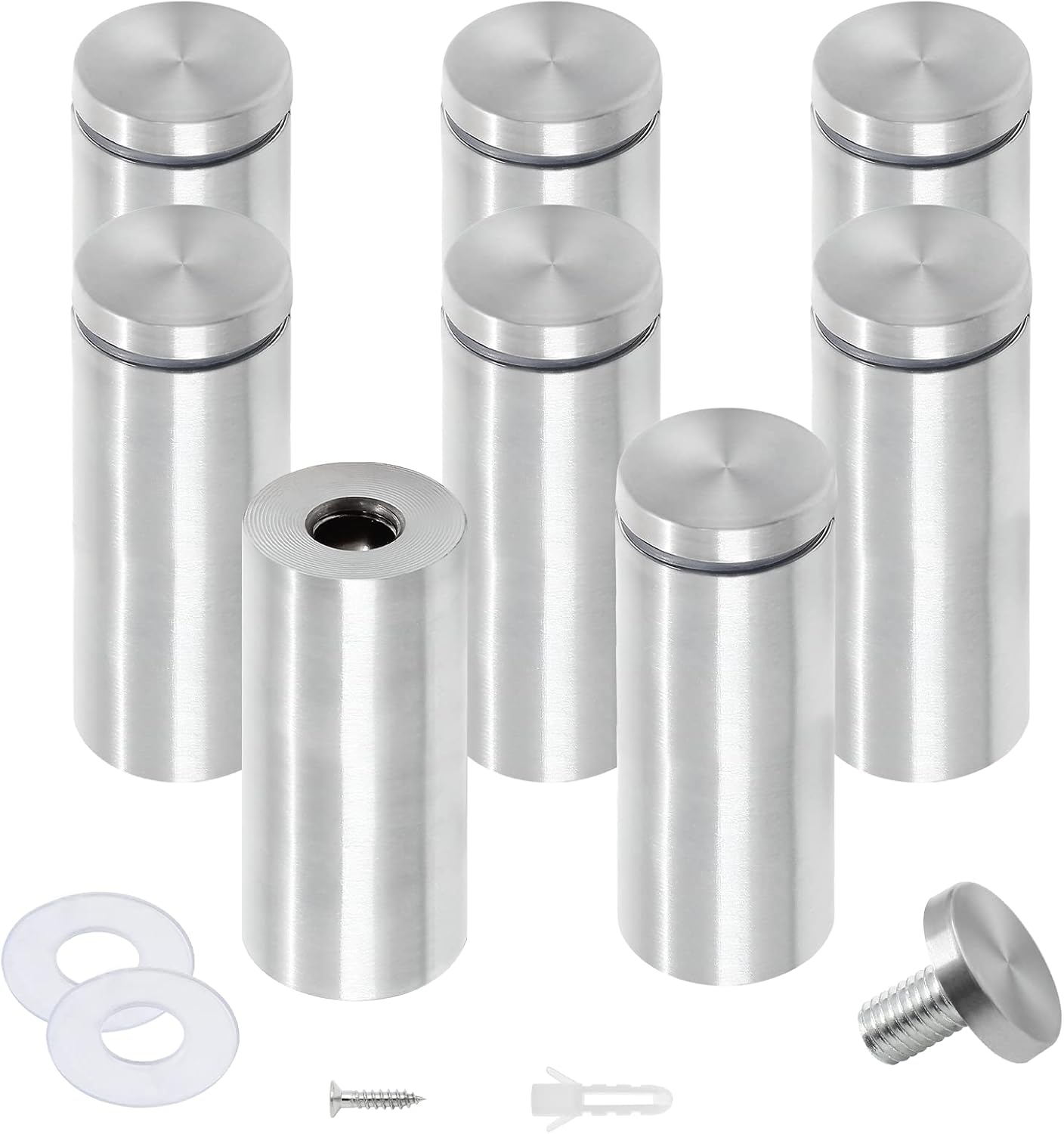 Stainless Steel Standoff Screws Wall Sign Advertising Nail for Hanging Acrylic Picture Frame (Silver) - 12pcs (3/4" x 2-2/5")
