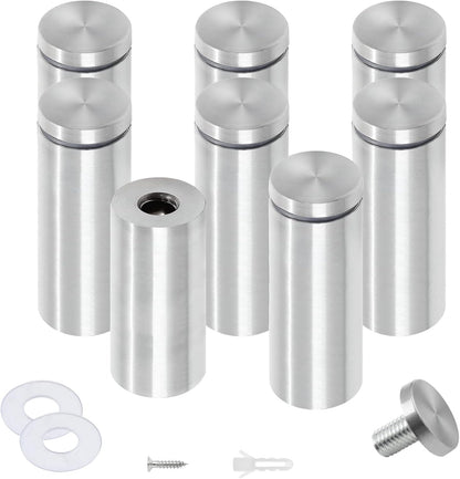 Stainless Steel Standoff Screws Wall Sign Advertising Nail for Hanging Acrylic Picture Frame (Silver) - 12pcs (5/8" x 2")