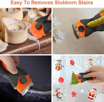 Razor Blade Scraper Tool with 10PCS Metal Blades and 10PCS Plastic Blades (4.5 x 11CM) - 2 Pack