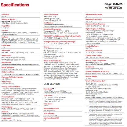 Canon imagePROGRAF TM-350 MFP Lm36 36" Large Format Printer (2-Year Warranty) - 6246C006AA