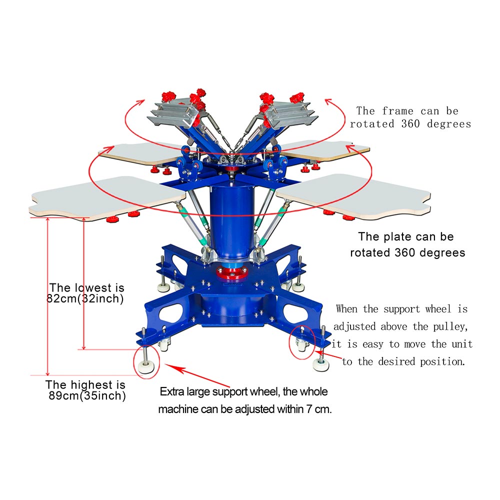 4 Color 4 Station Floor Type Micro-registration Double Wheel Overprinting Screen Printing Press
