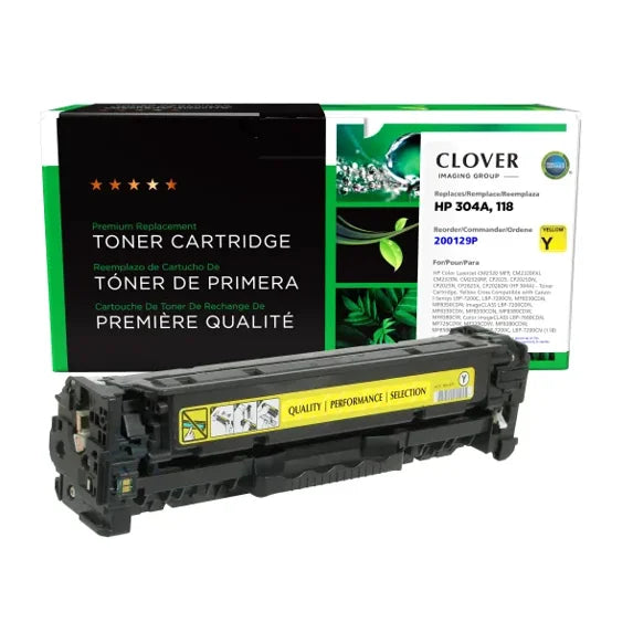 Clover Remanufactured Yellow Toner Cartridge for HP 304A (CC532A)