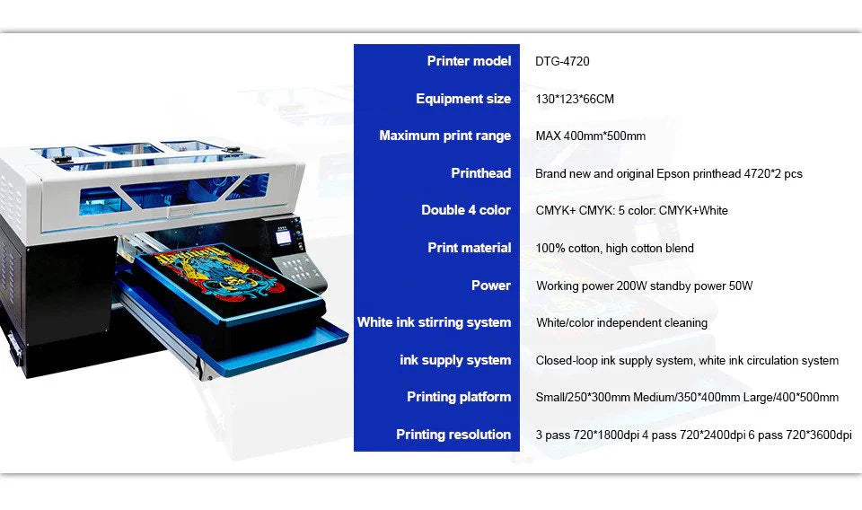 Automatic A3 + Size T-shirt Flatbed Printer Fast Speed DTG Printer Print on Light And Dark Color t-shirt Printing Machine