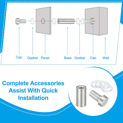 Wall Mount Acrylic Double Head Standoff Screws - 8pcs (1/2" x 2")
