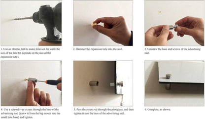 Stainless Steel Standoff Screws Wall Sign Advertising Nail for Hanging Acrylic Picture Frame (Silver) - 12pcs (1" x 1-1/5")