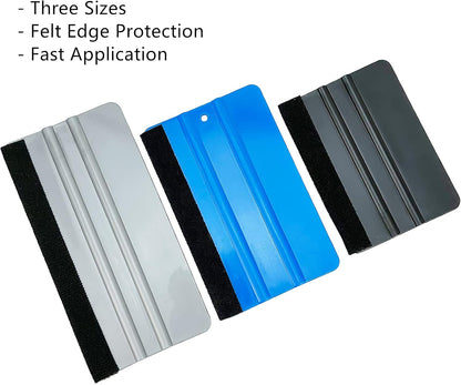 Vinyl Wrap Felt Edge Squeegee for Decals, Adhesive Vinyl, Window Film, Wallpaper - 3pcs (4inch - 5inch - 6inch)