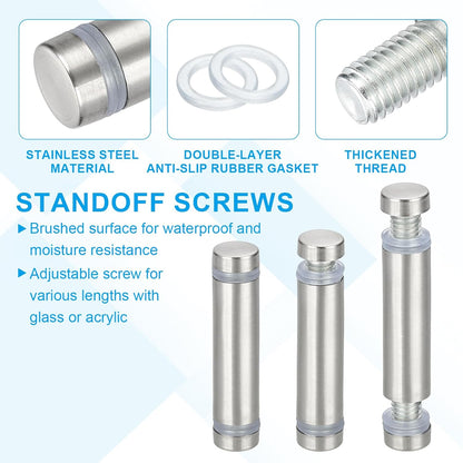 Wall Mount Acrylic Double Head Standoff Screws - 8pcs (1/2" x 2")