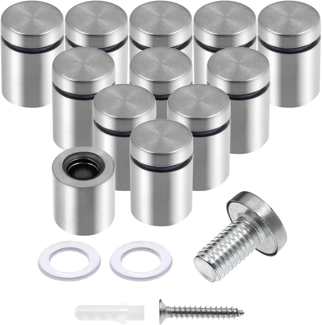 Stainless Steel Standoff Screws Wall Sign Advertising Nail for Hanging Acrylic Picture Frame (Silver) - 12pcs (3/4" x 1.18")