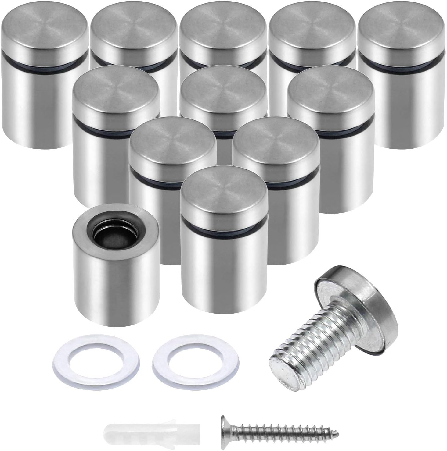 Stainless Steel Standoff Screws Wall Sign Advertising Nail for Hanging Acrylic Picture Frame (Silver) - 12pcs (3/4" x 1")