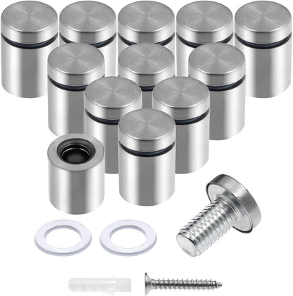 Stainless Steel Standoff Screws Wall Sign Advertising Nail for Hanging Acrylic Picture Frame (Silver) - 12pcs (3/4" x 1")
