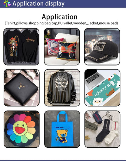 A3+ Printer Width 13inch DTF Printer Machine Direct Transfer Film L1800 Converted for DIY Print T-Shirts/Hoodie/BGS/Pillow etc. （6X 100ml Ink+100pcs PET Film+Powder