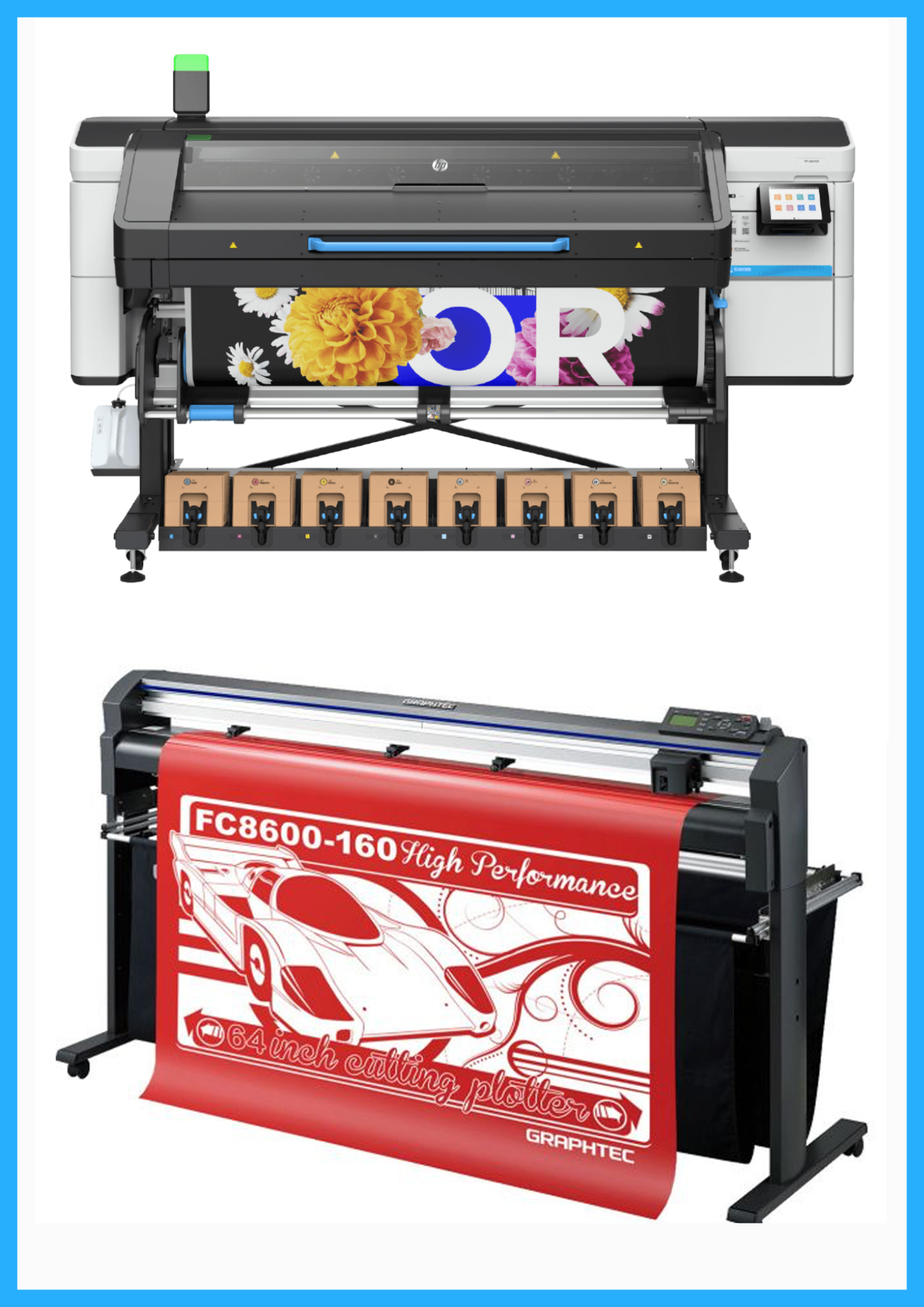 BUNDLE - HP Latex 830 64" Wide Format Printer  - New + 64" Graphtec FC8600-160 Vinyl Cutting Plotter - Refurbished (1 Year Warranty)