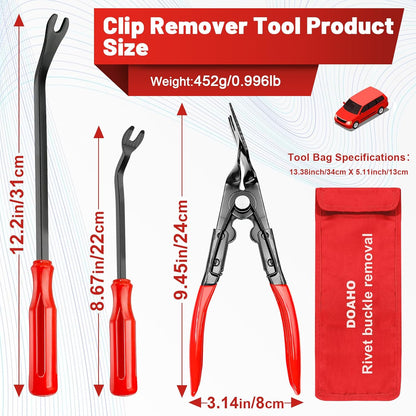 Rivet Buckle Removal Tool Auto Clip Pliers Set and Fastener Remover, Car Trim Rivet Removal Pry Tool Repair Kit with Storage Bag for Automotive Door Panel - 3pcs