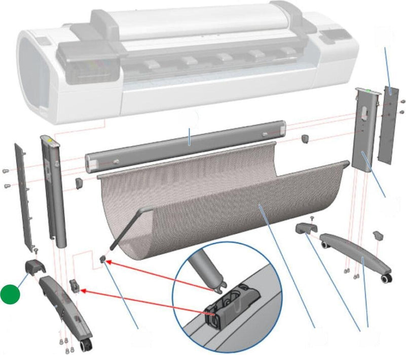 Stand Foot Extension (w/screw) for the HP DesignJet T2300 Series (CN727-60093)